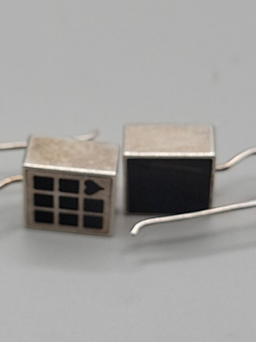 Vintage Victoria Varga Modernist 925 Sterling Silver Drop Earrings Enamel Blocks - Picture 12 of 13